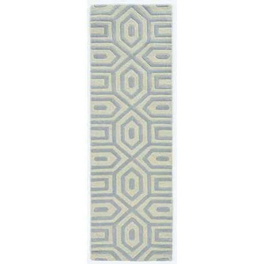 Picture of 8' Grey Hand Tufted Geometric Indoor Runner Rug