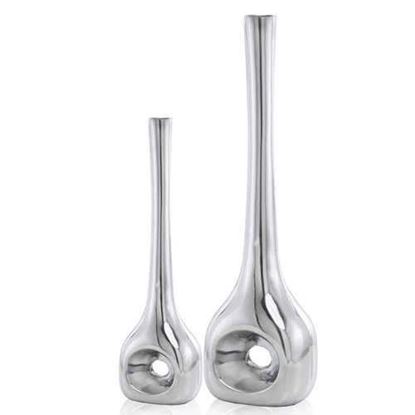 Picture of Buffed Silver Hole Set of 2 Vases