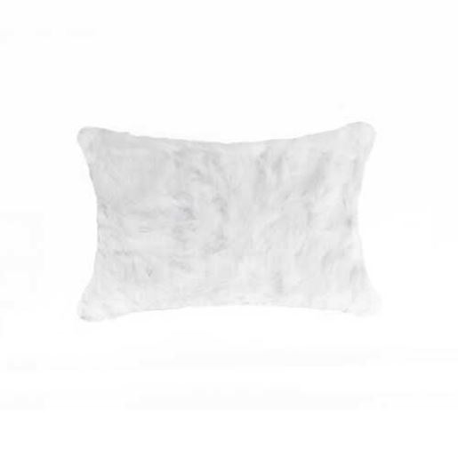 Picture of 5" x 12" x 20" 100% Natural Rabbit Fur White Pillow