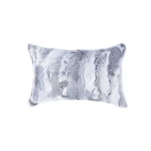 Picture of 5" x 12" x 20" 100% Natural Rabbit Fur Grey Pillow