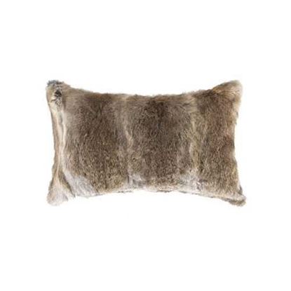 Picture of 5" x 12" x 20" 100% Natural Rabbit Fur Hazelnut Pillow