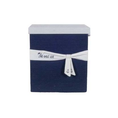 Picture of 13.5" x 17" x 22.5" Blue Fabric Basket With Bow  Decoration Set of 5