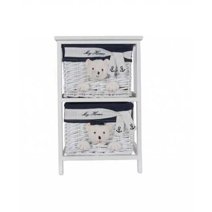 Picture of 12.5" x 16" x 25" White Blue  Portable 2 Drawers