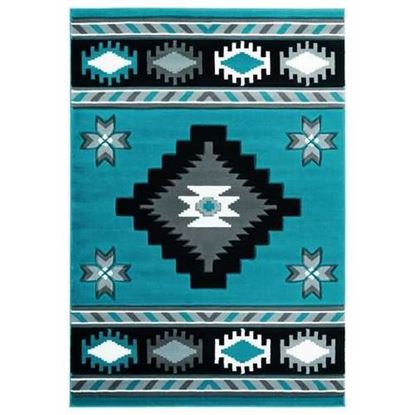 Изображение 31" x 88" Turquoise Olefin / Polypropylene Runner Rug