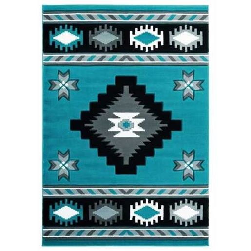 Picture of 31" x 88" Turquoise Olefin / Polypropylene Runner Rug