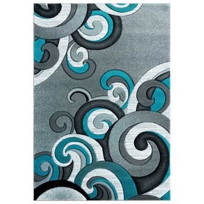 Picture of 31" x 88" Turquoise Olefin / Polypropylene Runner Rug