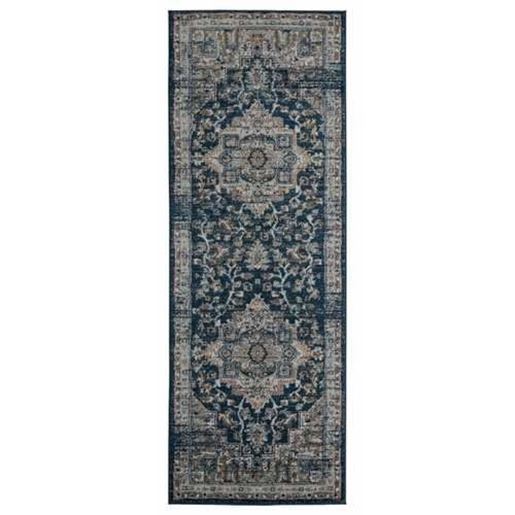 Picture of 31" x 86" Navy Microfiber / Polyester Runner Rug