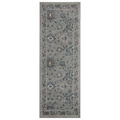 Picture of 31" x 86" Blue / Grey Microfiber / Polyester Runner Rug