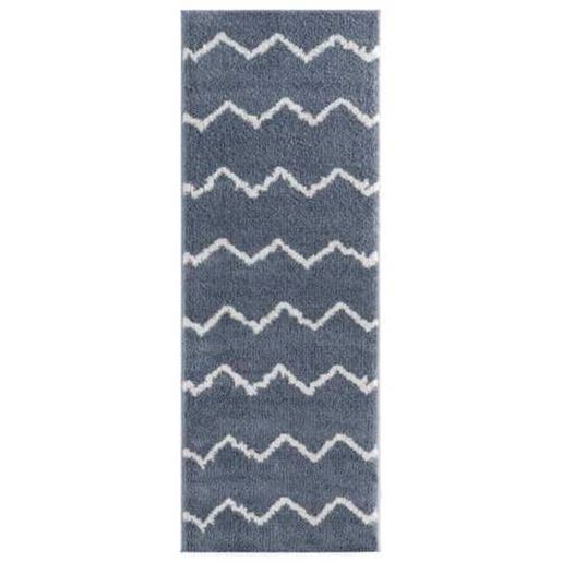 Изображение 31" x 86" Blue / Grey Microfiber Polyester Runner Rug