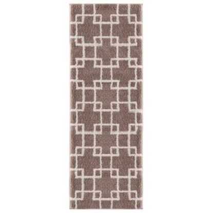 Изображение 31" x 86" Beige Microfiber Polyester Runner Rug