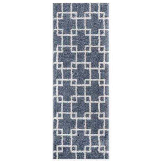 Picture of 31" x 86" Blue / Grey Microfiber Polyester Runner Rug