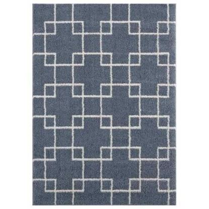 Picture of 39" x 59" Blue / Grey Microfiber Polyester Mat Rug