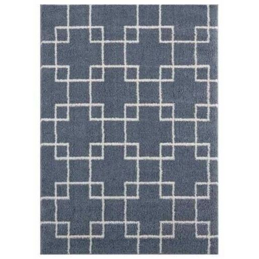 Изображение 39" x 59" Blue / Grey Microfiber Polyester Mat Rug