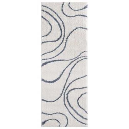 Изображение 31" x 86" Blue / Grey Microfiber Polyester Runner Rug