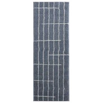 Picture of 31" x 86" Blue / Grey Microfiber Polyester Runner Rug