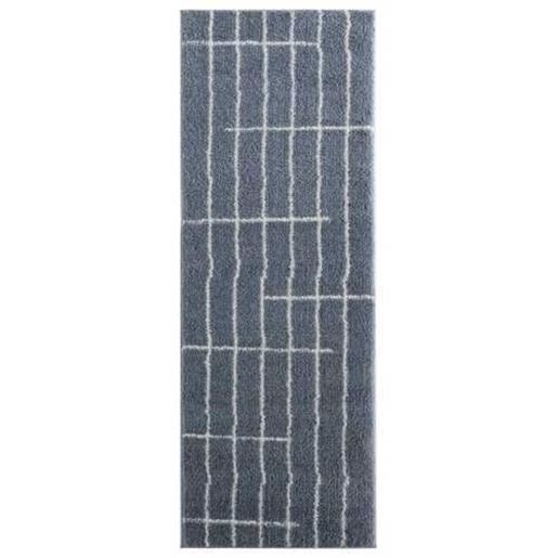 Picture of 31" x 86" Blue / Grey Microfiber Polyester Runner Rug