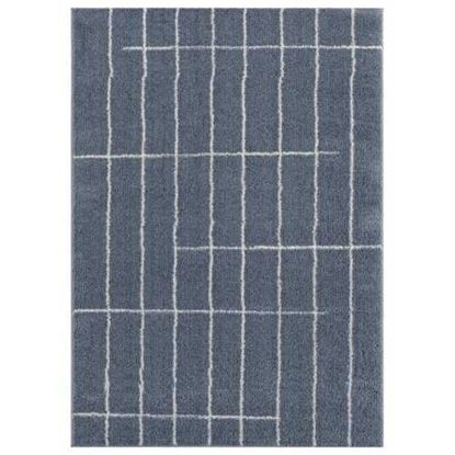 Picture of 39" x 59" Blue / Grey Microfiber Polyester Mat Rug