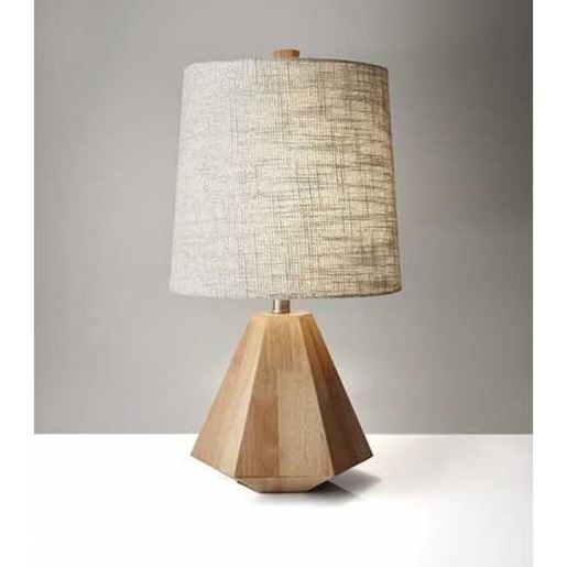 Изображение Natural Wood Finish Geometric Base Table Lamp