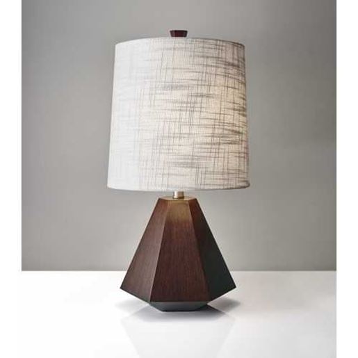 Image sur Walnut Wood Finish Geometric Base Table Lamp