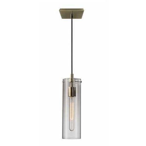 Picture of Clear Glass Cylinder Shade with Vintage Filament Bulb Antique Brass Metal Pendant