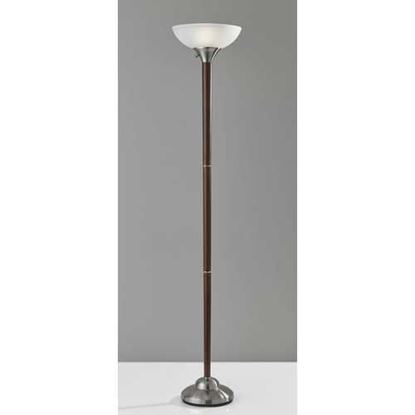 Picture of Deco Torchiere in Walnut Wood and Satin Steel Metal