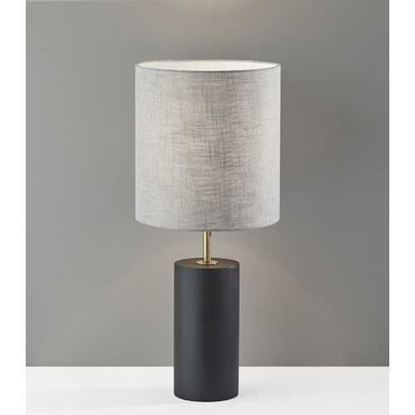 Изображение Black Wood Circular Block Table Lamp