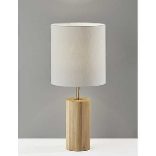 Picture of Natural Wood Circular Block Table Lamp