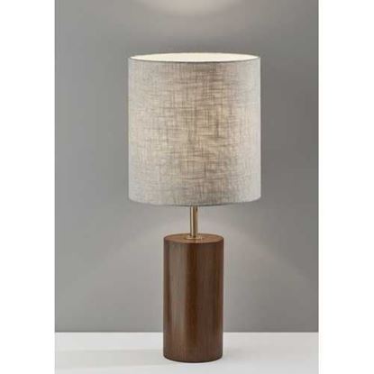 Изображение Walnut Wood Circular Block Table Lamp