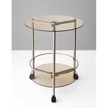 Изображение 24" X 23.5" Copper 3 Wheels on Base Rolling End Table