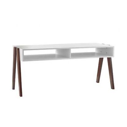 Изображение Modern Retro White and Walnut Finish Coffee Table