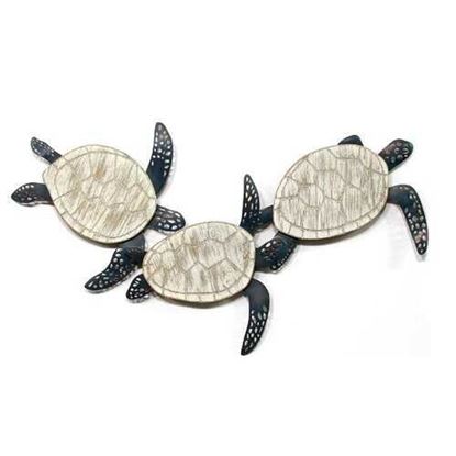 Picture of Metal and Wood Carved Turtle Wall Decor