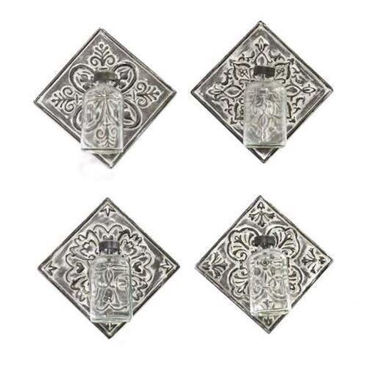 Picture of Set of 4 Hanging Glass Vase on Tile Wall Decor