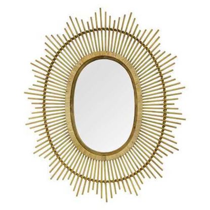 Изображение 36" Oval Bamboo Wood Framed Wall Mirror