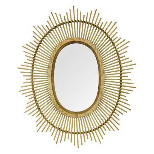 Picture of 36" Oval Bamboo Wood Framed Wall Mirror