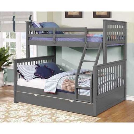 Picture of Contemporary Grey Finish Twin over Full Bunk Bed with Trundle