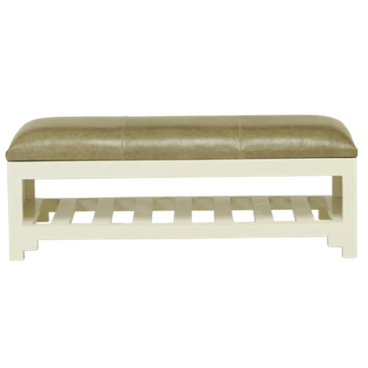 Picture of 48" X 16" X 16" Off White Wood Leather Bench