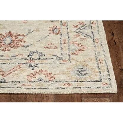 Picture of 8' Ivory Hand Tufted Space Dyed Floral Traditional Indoor Runner Rug