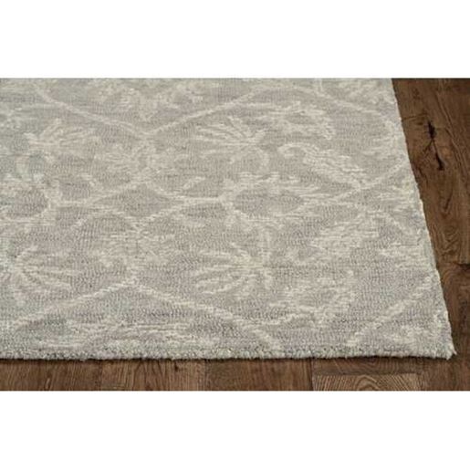 Picture of 8' Grey Hand Tufted Space Dyed Floral Ogee Indoor Runner Rug