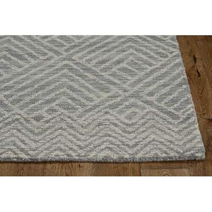 Изображение 2' x 8' Denim Geometric Tiles Wool Runner Rug