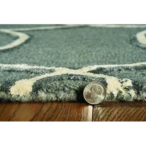 Picture of 8' Charcoal Grey Hand Tufted Ogee Indoor Runner Rug