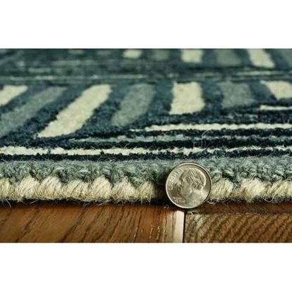 Picture of 8' Navy Charcoal Hand Tufted Geometric Diamond Pattern Indoor Runner Rug