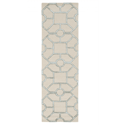 Picture of 8' Beige Hand Tufted Geometric Indoor Runner Rug