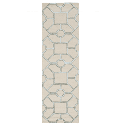 Picture of 8' Beige Hand Tufted Geometric Indoor Runner Rug