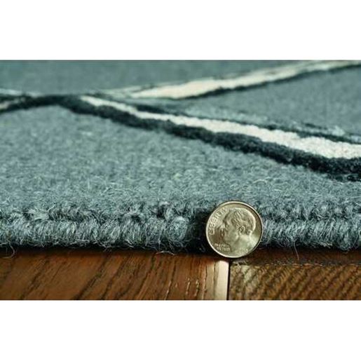 Picture of 8' Charcoal Silver Hand Tufted Geometric Diamond Pattern Indoor Runner Rug