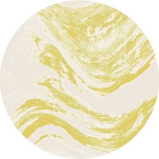 Picture of 8' Ivory Gold Machine Woven Abstract Waves Round Indoor Outdoor Area Rug