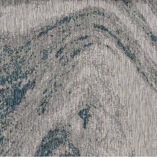 Picture of 8' Grey Teal Machine Woven UV Treated Marble Indoor Outdoor Round Area Rug