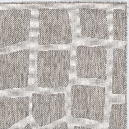 Изображение 8' Round Ivory or Grey Abstract Tiles Indoor Outdoor Area Rug