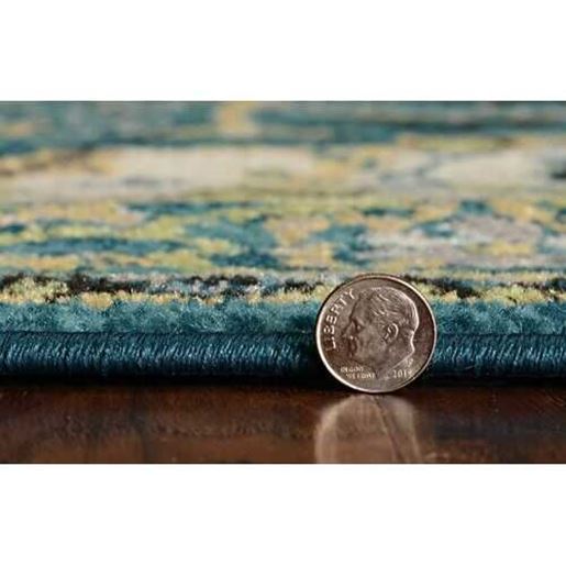 Picture of 7'x11' Teal Machine Woven Traditional Medallion Indoor Area Rug