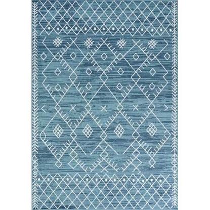 Изображение 8' X 11' Ocean Blue Boho Geometric Indoor Area Rug