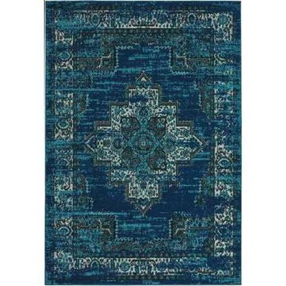 Picture of 8' x 11' Teal Vintage Bordered Area Rug